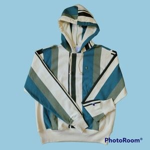 Champion Reverse Weave Hoodie -  Mighty Oak Vertstripe Ground Green - Medium